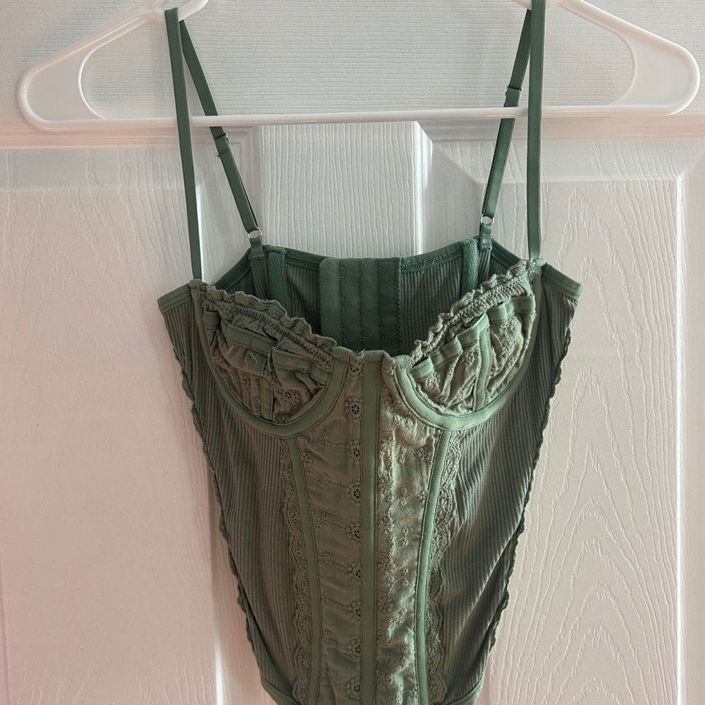 Urban Outfitters Green Corset Crop Top